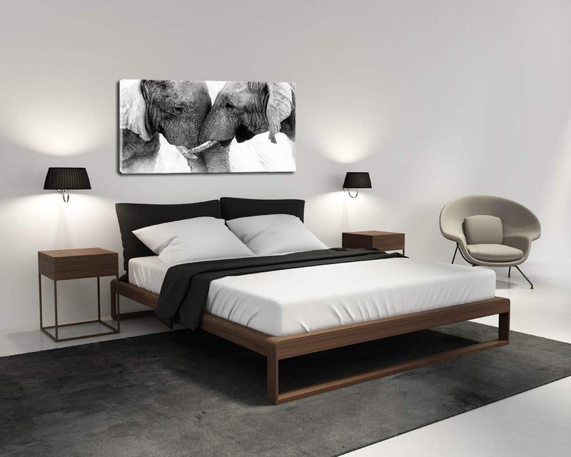 DZL Art D73050 Black and White Elephants Entwine Wall Art Canvas Painting Ready to Hang for Living Room Bedroom Office Wall Decor Home Decoration - Image 2
